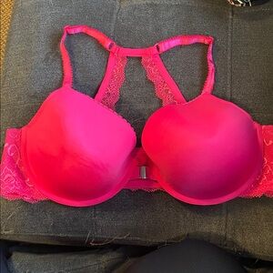 Lace Racerback Bra in Vibrant Pink